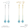 boucles d'oreilles en pierre semi-précieuse aigue-marine et plaqué or ou argent réalisées à la main