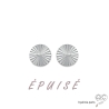 Boucles d'oreilles NOELY puce soleil, ronde en argent massif 925 rhodié, clous, femme