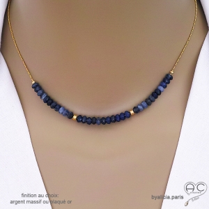 Ras de cou bleu marine pierre sodalite sur une chaîne en plaqué or ou en argent, fait main, création by Alicia