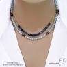 collier choker femme en pierre naturelle sodalite sur une chaîne en plaqué or ou argent, fait main sur mesure en France