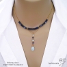 collier créateur en sodalite ras du cou femme en pierre semi-précieuse bleue marine