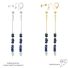 boucles d'oreilles en pierres semi-précieuses sodalite, aigue-marine, plaqué or ou argent, réalisées à la main