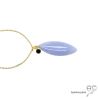 Collier pendentif bleu femme en calcédoine bleue et saphir, plaqué or, fait main, bohème chic