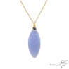 Collier pendentif calcédoine bleue et saphir, plaqué or, fait main, bohème chic