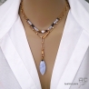 collier ras de cou pendentif bleu femme en pierres naturelles bleues calcédoine bleue