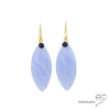 grandes boucles d'oreilles bleues en pierre naturelle calcédoine bleue et petit saphir fait main