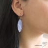 Boucles d'oreilles avec longues gouttes en calcédoine bleue et saphir, argent massif doré à l'or fin 18K, pendantes