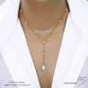 pierre semi-précieuse aigue-marine collier ras de cou bleu ciel femme délicat raffiné fait main sur mesure