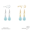 Boucles d'oreilles aigue-marine, pendantes, délicates, création by Alicia