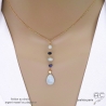 long pendentif en aigue-marine et sodalite sur une chaîne plaqué or ou argent fait sur mesure à la main