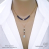 collier cravate ras du cou bleu femme en pierres naturelles aigue-marine et sodalite réalisé à la main