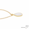 ras de cou avec pendentif blanc goutte en pierre de lune, plaqué or, fait main