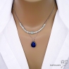 collier ras de cou pendentif femme en pierres semi-précieuses bleues lapis lazuli