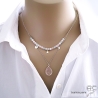 collier ras du cou pendentif rose femme en pierre semi-précieuse quartz rose et argent