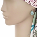 Boucles d\'oreilles gouttes en calcédoine aqua, pierre fine et argent massif 925, pendantes, création by Alicia