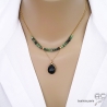 ras de cou plaqué or avec pendentif goutte en pierre agate noire sur une chaîne