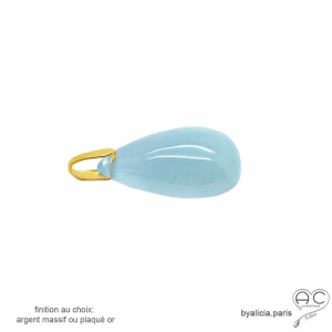 pendentif grande goutte bleu ciel en aigue-marine