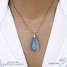 grand pendentif bleu en pierre semi-précieuse aigue-marine et plaqué or