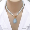 ras de cou et pendentif bleu ciel en pierre aigue-marine fabriqué à la main en France