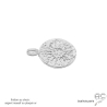 Pendentif rond ras de cou femme médaille avec le soleil et les étoiles en argent rhodié