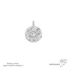 Pendentif médaille avec le soleil et les étoiles en argent rhodié, ras de cou femme