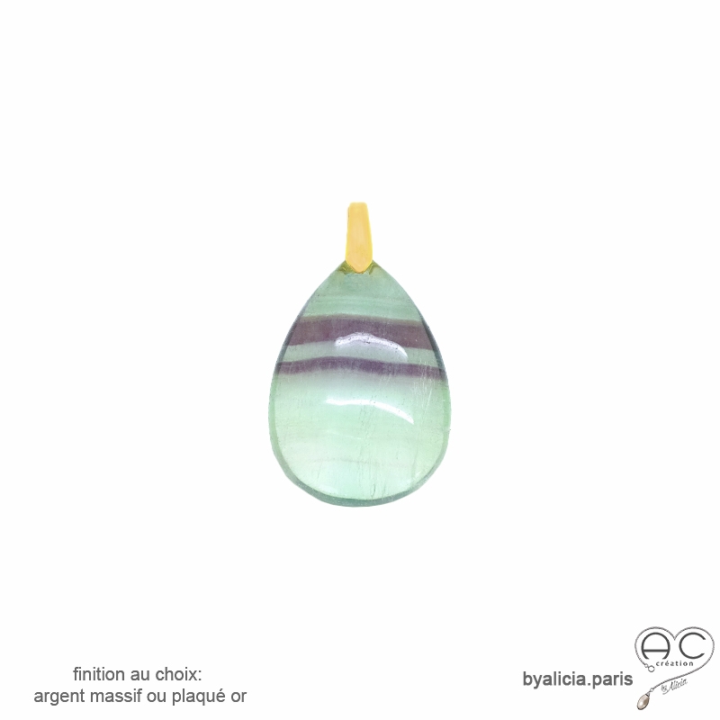 Pendentif fluorite goutte, plaqué or ou argent, pierre semi-précieuse Pendentif fluorite goutte, plaqué or ou argent, pierre semi-précieuse