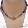 Collier en fluorite avec grand fermoir en plaqué or ou en argent, ras de cou femme, création by Alicia