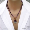 collier en pierre semi-précieuse fluorine avec grand fermoir bouée plaqué or ou argent fait sur mesure en France