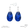 grandes boucles d'oreilles gouttes bleues pendantes en pierre naturelle lapis-lazuli et argent fait main sur mesure