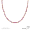collier rose femme en pierre semi-précieuse rhodonite et plaqué or ou argent fait main