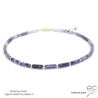 ras de cou violet femme en lépidolite tube, pierre semi-précieuse violette, fait main
