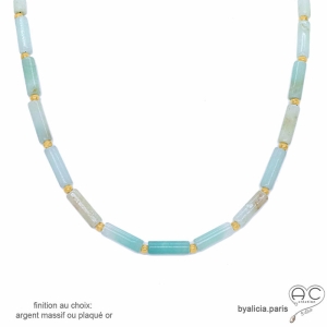 collier ras du cou en pierre naturelle amazonite et plaqué or ou argent fait sur mesure