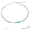 Collier amazonite tube, pierre semi-précieuse, fait main, création by Alicia