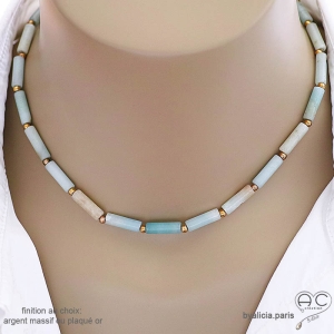 ras de cou vert clair femme en amazonite pierre semi-précieuse, réalisé à la main en France