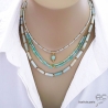 collier choker ras de cou femme bijou créateur en pierre amazonite fait main