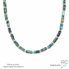collier femme en pierre turquoise verte plaqué or ou argent réalisé à la main