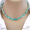 collier en jaspe impérial bleue, plaqué or ou argent massif, ras de cou bleu en pierre semi-précieuse