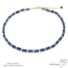 Collier lapis-lazuli tube, pierre semi-précieuse, fait main, création by Alicia