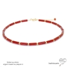 Collier orange en cornaline tube, pierre semi-précieuse, fait main, création by Alicia