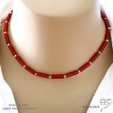 Collier cornaline tube, pierre semi-précieuse, fait main, création by Alicia