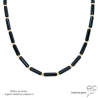 collier noir en onux noire et plaqué or ou argent ras du cou femme fait main