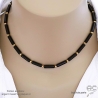 Collier ras de cou femme en onyx noire, pierre semi-précieuse, fait main, création by Alicia