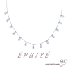 Collier avec pampilles petites gouttes en zirconiums brillantes, argent 925 rhodié, ras de cou, femme