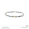 Bracelet en hématites argent et perles d'eau douce blanches, pierre naturelle grise