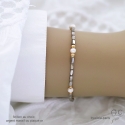 Bracelet en hématites argent et perles d\'eau douce blanches, pierre naturelle, création by Alicia