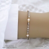 Bracelet gris femme en hématites argent et perles d'eau douce blanches, fait main