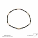 Bracelet en hématites bronze et perles d\'eau douce roses, pierre naturelle, création by Alicia