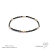 Bracelet fin femme en hématites bronze et perles d'eau douce roses sur élastique réalisé à la main