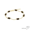 bracelet chaîne fine plaqué or avec pierre semi-précieuse hématite fait sur mesure à la main en France