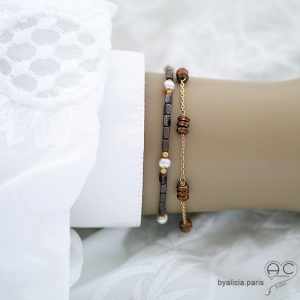 bijoux créateur bracelet en pierre naturelle hématite fabriqué à la main en France